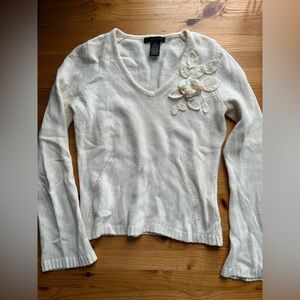 The Limited Cream Flower Sweater XS
